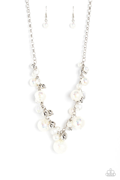 Scratched Shimmer - Paparazzi Accessories - White Necklace