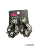Handcrafted Horeshoe - Paparazzi Accessories - White Black Earrings