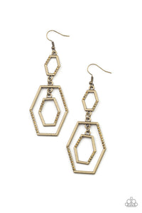 Geometric Maven - Paparazzi Accessories - Brass Earrings