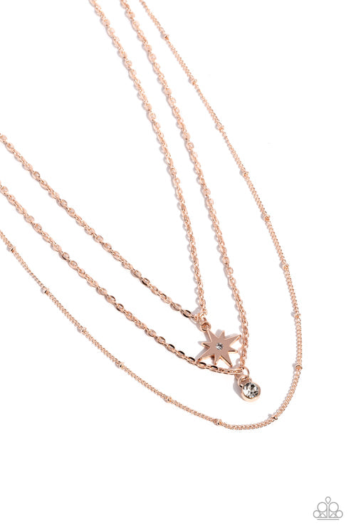 Trendy Twinkle - Paparazzi Accessories - Rose Gold Necklace