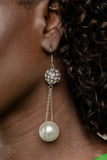 Ballerina Balance - Paparazzi Accessories - White Earrings