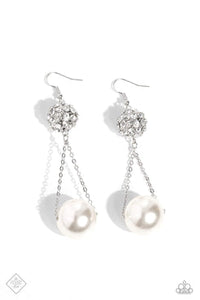 Ballerina Balance - Paparazzi Accessories - White Earrings