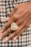 Heartfelt Heritage - Paparazzi Accessories - Gold Heart Pearl Ring