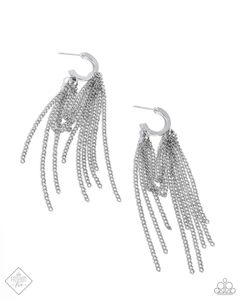 Attached in two places along a sleek dainty silver hoop, copious amounts of classic silver chains loop and taper below the ear for an endlessly edgy display. Earring attaches to a standard post fitting. Hoop measures approximately 1/2" in diameter.

Sold as one pair of hoop earrings.

New Kit