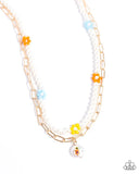 Painted Pageantry - Paparazzi Accessories - Gold Multi Flower Necklace