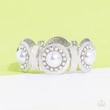 Summer Serenade - Paparazzi Accessories - White Pearl & Rhinestone Bracelet