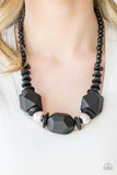 Costa Maya Majesty - Paparazzi Accessories - Black Wooden Necklace