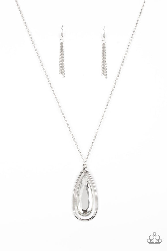 The Royal Coronation - Paparazzi Accessories - White Teardrop Rhinestone Necklace