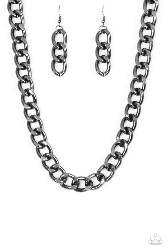 Heavyweight Champion - Paparazzi Accessories - Black Neckalce