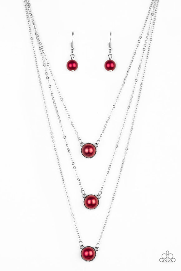 Paparazzi red and sale silver necklace