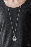 Castle Cabaret - Paparazzi Accessories - White Teardrop Rhinestone Necklace