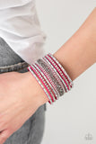 Rhinestone Rumble - Paparazzi Accessories - Pink Wrap Bracelet