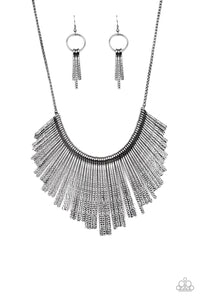 Metallic Mane - Paparazzi Accessories - Black Necklace