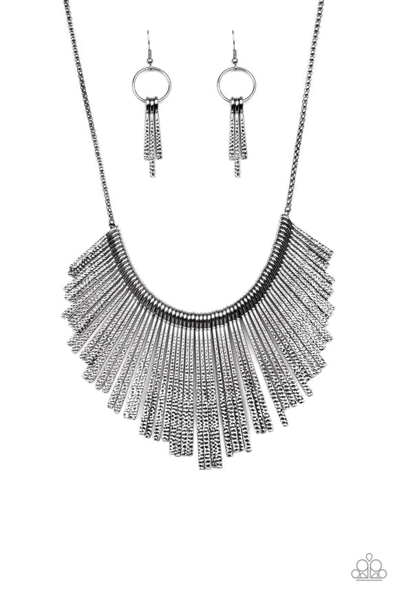 Metallic Mane - Paparazzi Accessories - Black Necklace