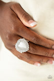 Lovely Luster - Paparazzi Accessories - White Heart Moonstone Ring