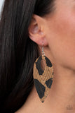 Cork Cabana - Paparazzi Accessories - Black Beige Earrings