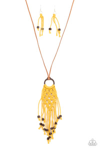 Its Beyond MACRAME! - Paparazzi Accessories - Yellow Necklace