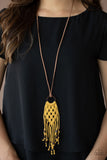 Its Beyond MACRAME! - Paparazzi Accessories - Yellow Necklace