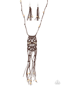 Macrame Majesty - Paparazzi Accessories - Brown Necklace