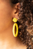 Be All You Can BEAD - Paparazzi Accessories - Yellow Bead Earrings