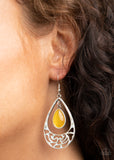 DEW You Feel Me? - Paparazzi Accessories - Yellow Earrings