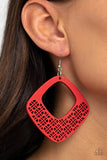 WOOD You Rather - Paparazzi Accessories - Red Earrings