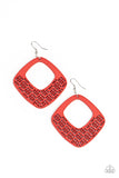 WOOD You Rather - Paparazzi Accessories - Red Earrings