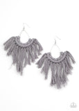 Wanna Piece Of MACRAME? - Paparazzi Accessories - Silver Earrings