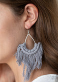 Wanna Piece Of MACRAME? - Paparazzi Accessories - Silver Earrings