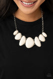 Primitive - Paparazzi Accessories - White Turquoise Necklace