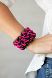 Cozy in Cozumel - Paparazzi Accessories - Pink Wooden Bracelet