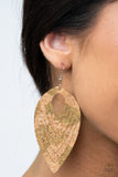 Cork Cabana - Paparazzi Accessories - Green Beige Earrings