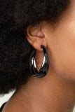 Colossal Curves - Paparazzi Accessories - Black Gunmetal Hoop Earrings