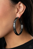 Check Out These Curves - Paparazzi Accessories - Black Hoop Earrings