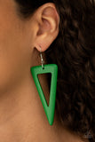 Bermuda Backpacker - Paparazzi Accessories - Green Wood Earrings