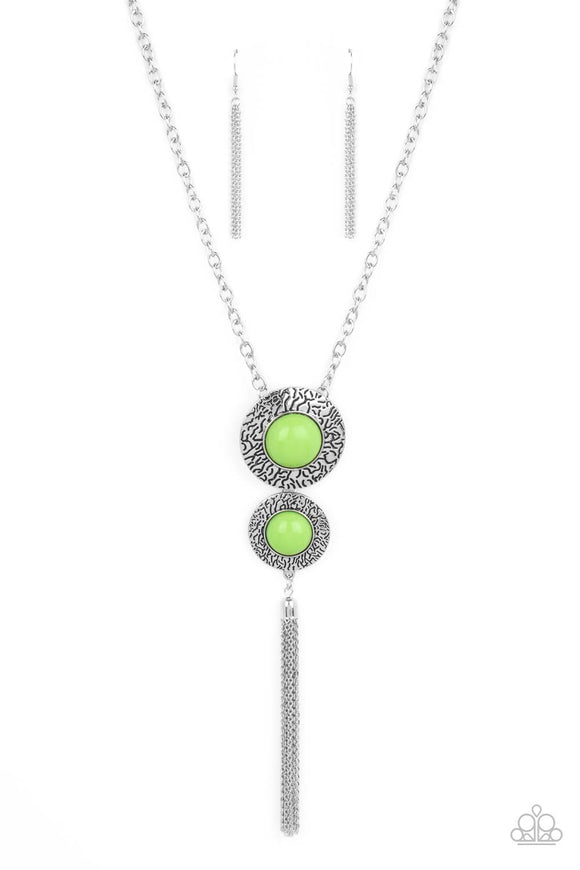 Green and silver hot sale paparazzi necklace