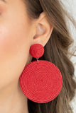 Circulate The Room - Paparazzi Accessories - Red Earrings