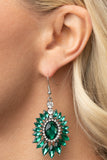 Big Time Twinkle - Paparazzi Accessories - Green Rhinestone Earrings