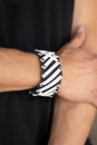 Rebel Rumble - Paparazzi Accessories - Black n White Leather Bracelet