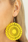 Island Sun - Paparazzi Accessories - Yellow Wooden Earrings