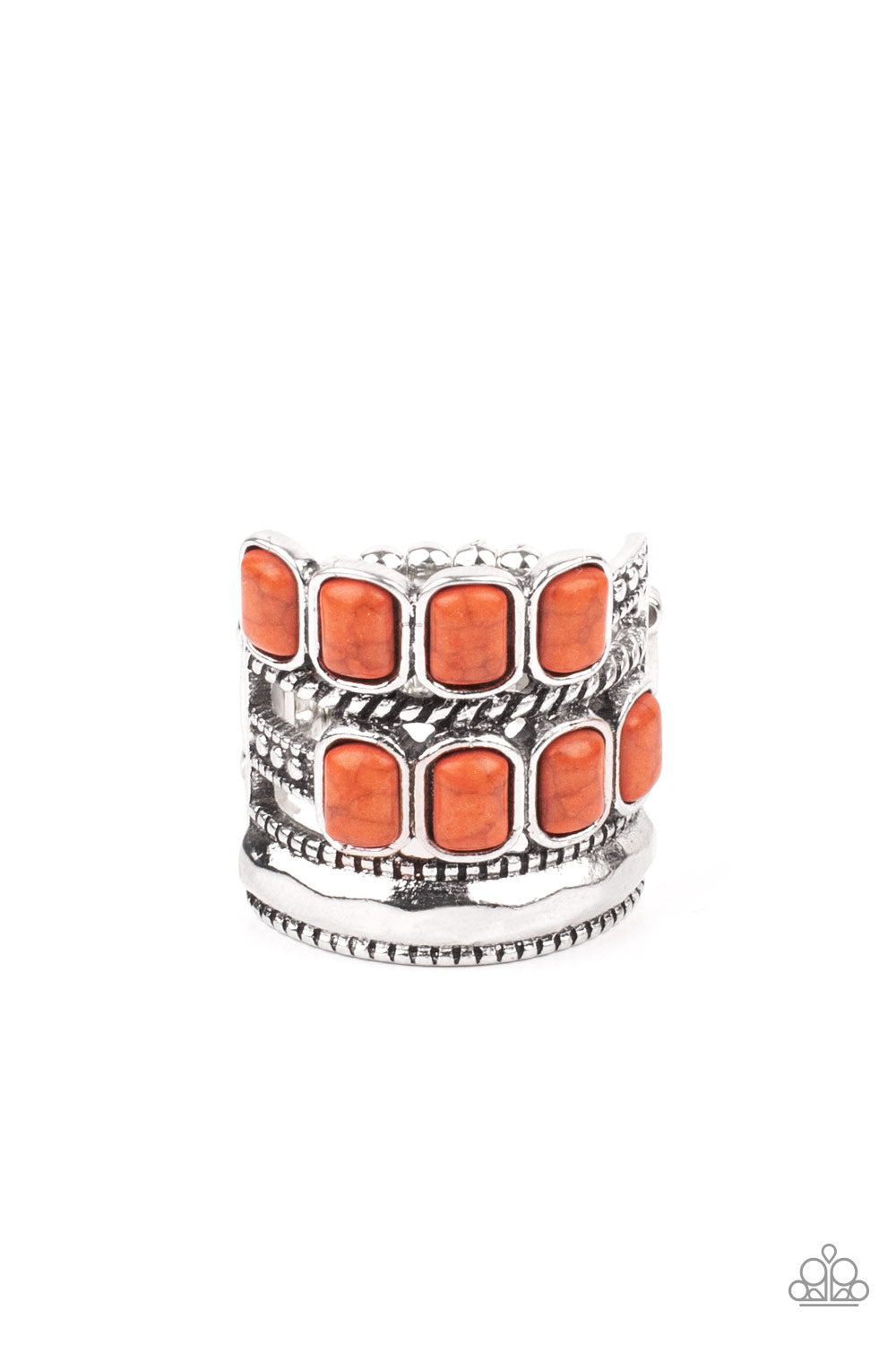 Stretch online Ring, Paparazzi Cats Eye Cadence Orange Teardrop Shape Stones Ring