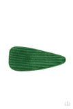 Colorfully Corduroy - Paparazzi Accessories - Green Hair Clips