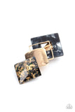 Geometrically Gatsby - Paparazzi Accessories - Black & Gold Hair Clip