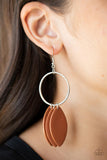 Leafy Laguna - Paparazzi Accessories - Brown Leather Earrings