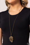 A Mid-AUTUMN Nights Dream - Paparazzi Accessories - Brass Leaf Necklace