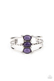 Featuring silver studded fittings, an earthy trio of oval amethyst stones adorn the center of an ornately layered silver cuff for a seasonal finish.  Sold as one individual bracelet.