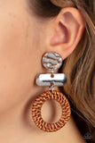 Woven Whimsicality - Paparazzi Accessories - Brown Earrings