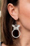 Paradise Found - Paparazzi Accessories - White Butterfly Earrings