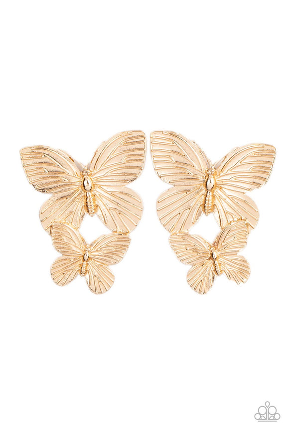 Blushing Butterflies - Paparazzi Accessories - Gold Earrings