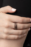 Rebellious Ridges - Paparazzi Accessories - Copper Dainty Ring